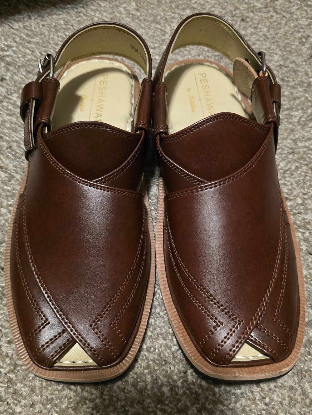 Peshawari Leather Sandals By Bata in  Brown Color In Size 41/7 For Big Boy